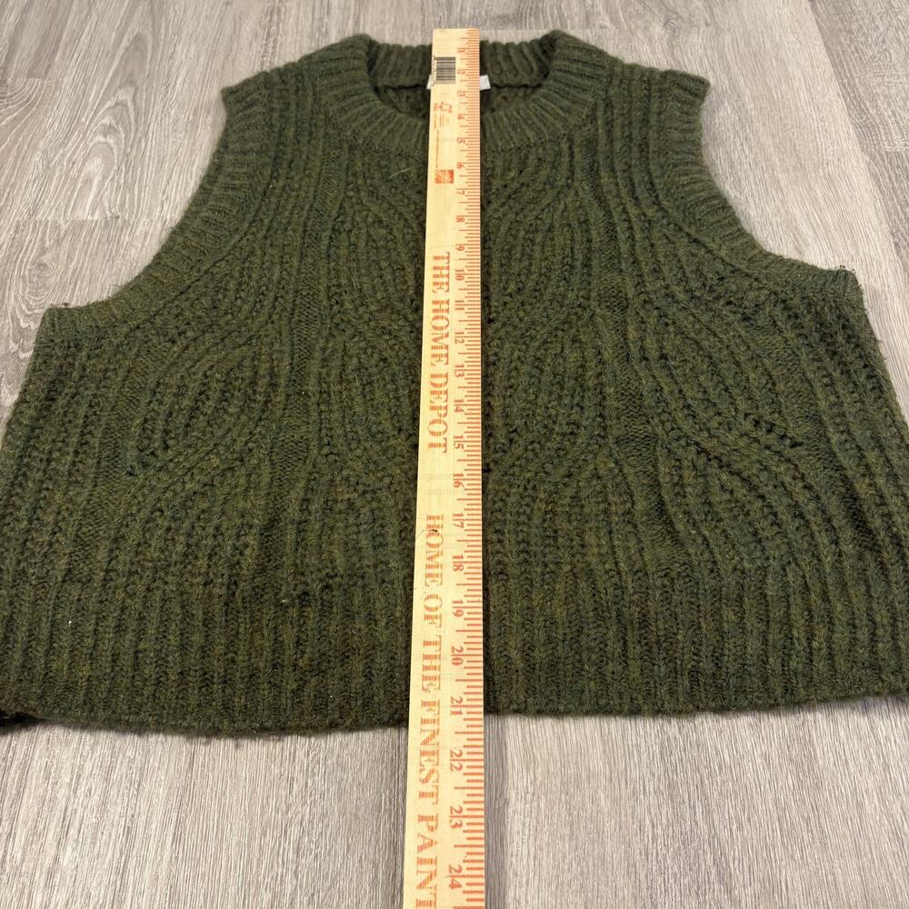 Madewell Women's Olive Green Cable Knit Sweater Vest Boho Academia Size M - Picture 6 of 8